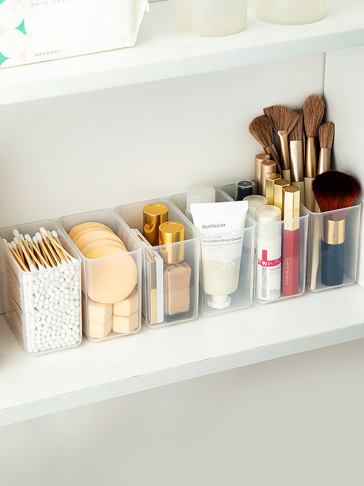 鏡櫃收納盒化妝品口紅置物架窄透明衛生間浴室桌麪整理盒儲物盒