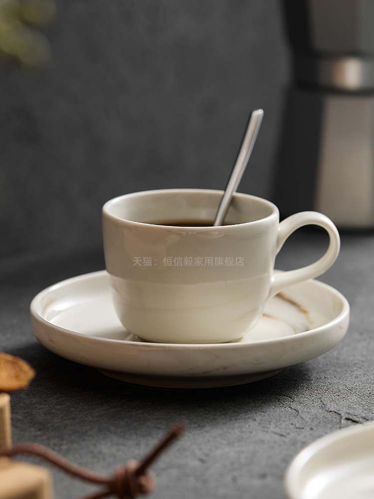 美式風格大理石紋掛耳意式咖啡杯碟 精緻簡約品味生活