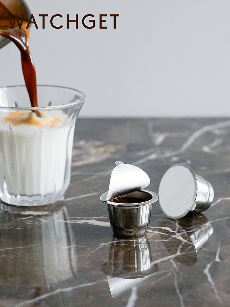 watchget 可循環填充式膠囊咖啡杯 不鏽鋼粉錘膠囊 布粉器 一次性鋁箔