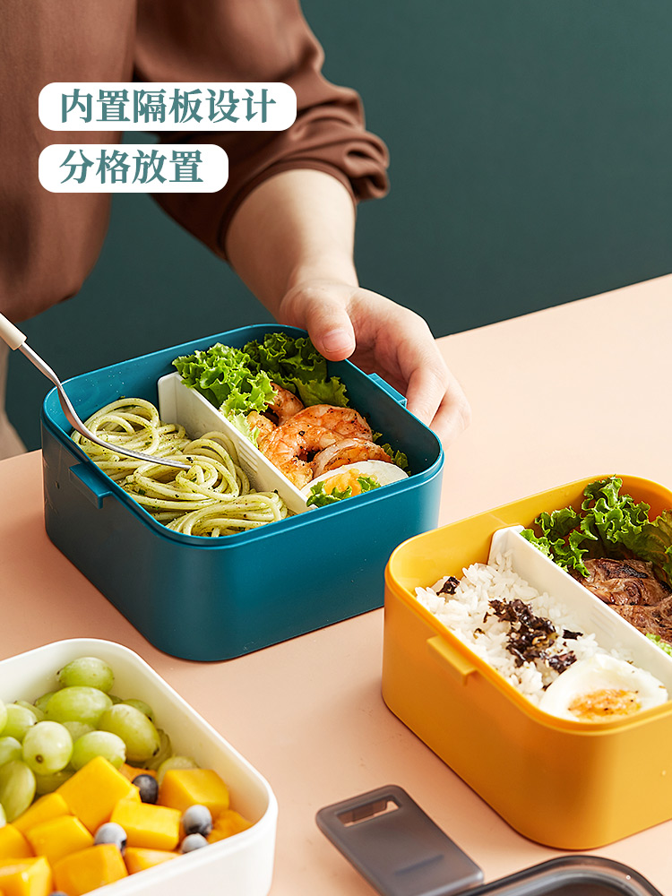 日式風雙層便當盒可微波加熱專用大容量可裝多樣飯菜 (5.4折)