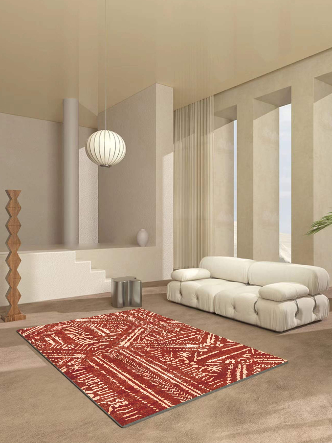 樓蘭美惠 美式波西米亞紅地墊民族風客厛地毯摩洛哥家用複古地毯