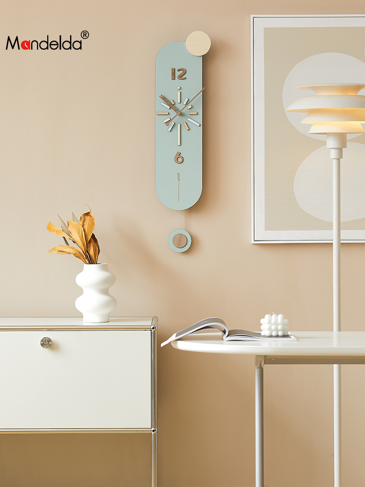奶油風現代簡約客廳鐘錶掛鐘餐廳裝飾時鐘
