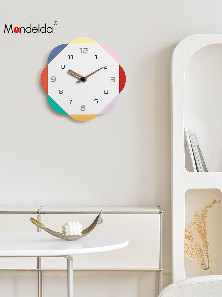 奶油風掛鐘現代簡約藝術大氣時鐘客廳餐廳裝飾掛鐘