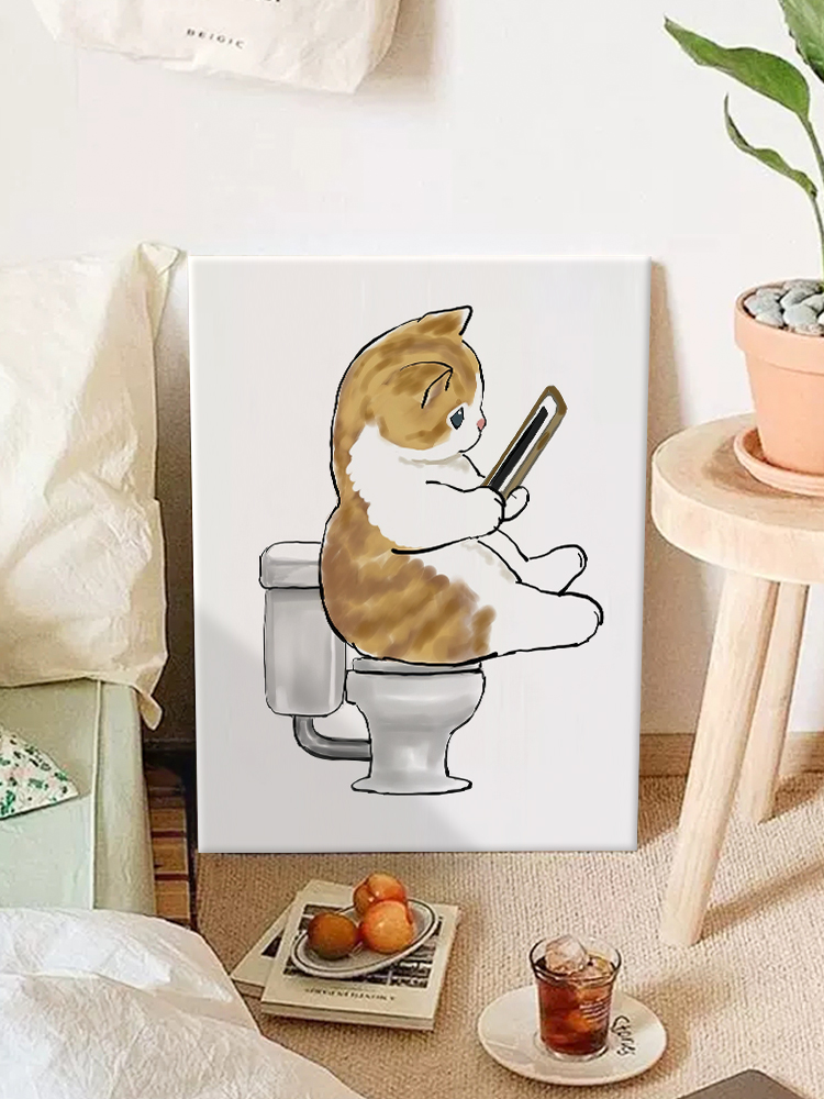 可愛萌趣貓咪馬桶油畫動手繪畫為生活增添色彩