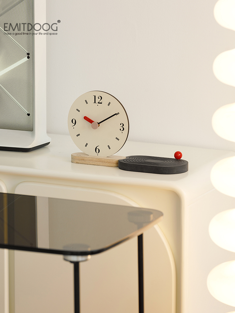 ins風木質簡約擺件裝飾品客廳電視櫃裝飾辦公桌面時鐘