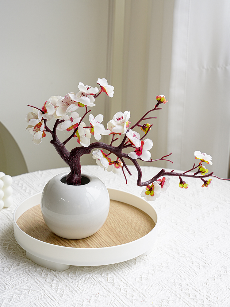 新中式客廳擺設仿真臘梅花古風拍照裝飾品禪意花卉加花瓶