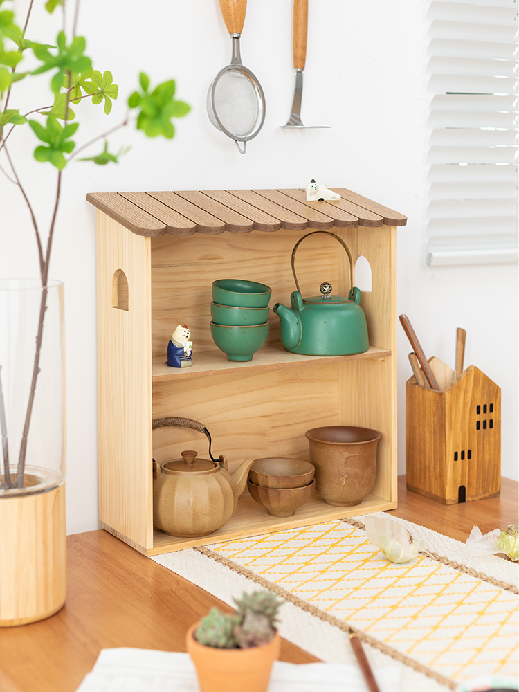 日系風格桌面收納盒優雅竹青色兩層設計可放香水化妝品適合臥室梳妝檯