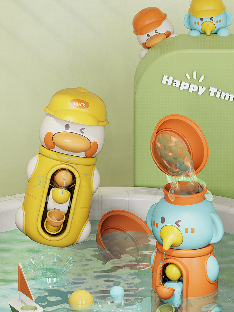 小鴨子水車寶寶噴水洗澡花灑 兒童戲水玩具繽紛色彩打造歡樂沐浴時光