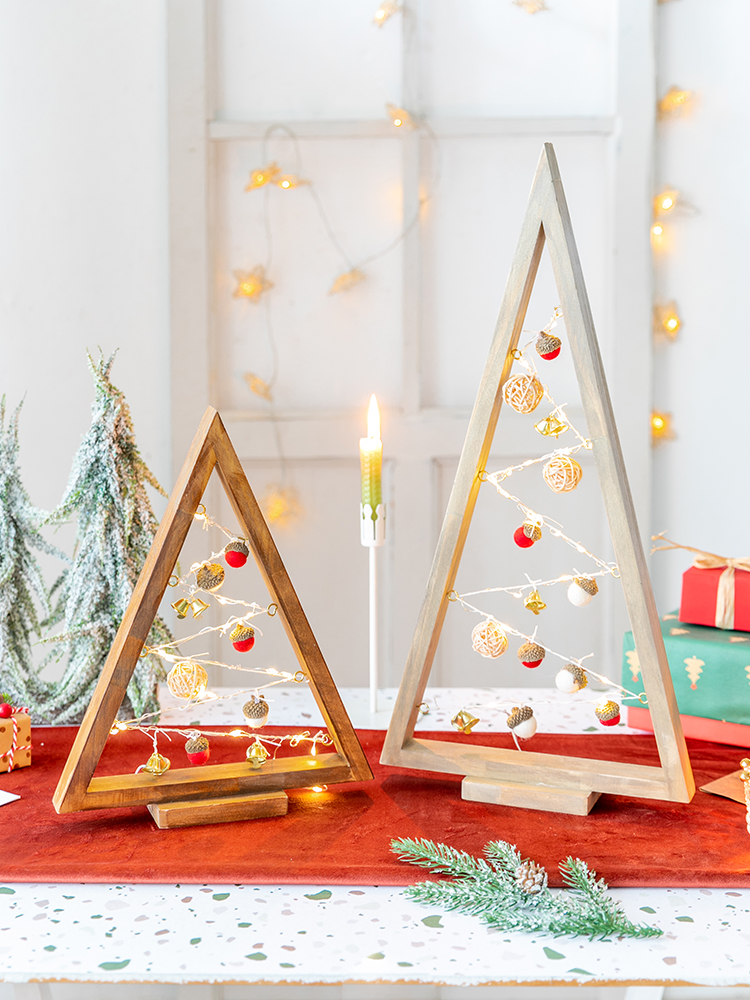 北歐風木材質桌面擺件 聖誕樹家居裝飾 簽到臺擺飾