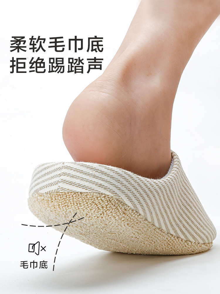 日式靜音棉鞋 情侶室內無聲拖鞋 擦地木地板 包頭簡約家居鞋