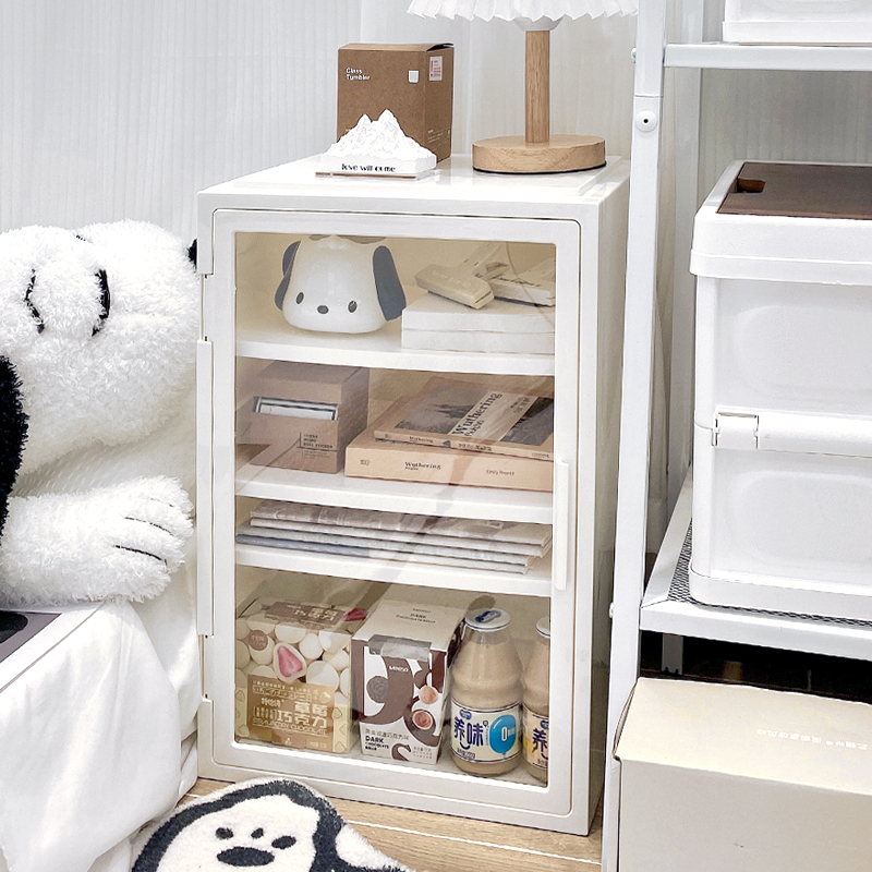 日式風格簡約床頭櫃出租屋塑料小邊幾單門收納櫃
