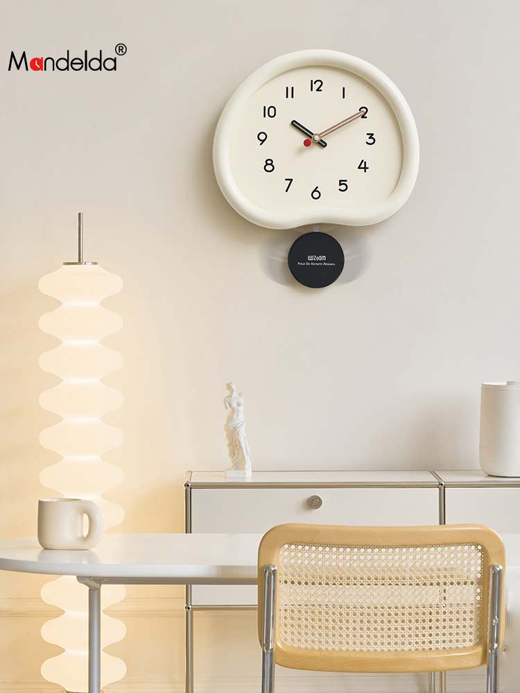 簡約現代風格掛鐘客廳創意鐘錶免打孔網紅搖擺時鐘