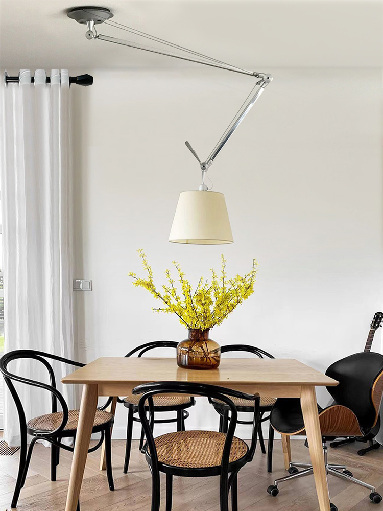 自在北歐創意餐厛臥室書房設計師長杆搖臂伸縮可調節移位折曡吊燈