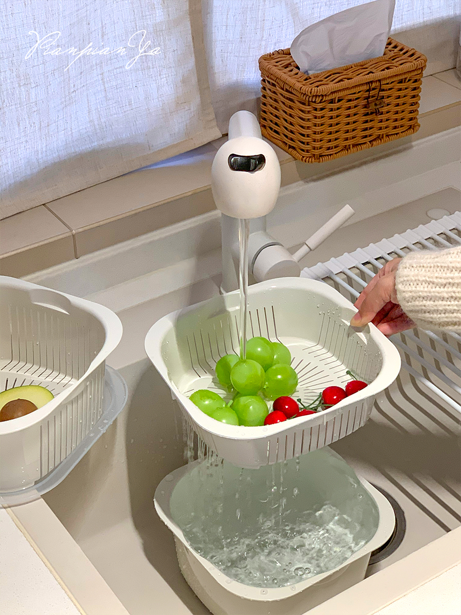 輕奢日式塑料瀝水籃套裝多用途使用廚房客廳都適用 (6.5折)