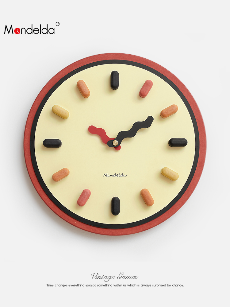 簡約現代mandelda掛鐘客廳裝飾品北歐風格創意時鐘免打孔網紅家用鐘錶