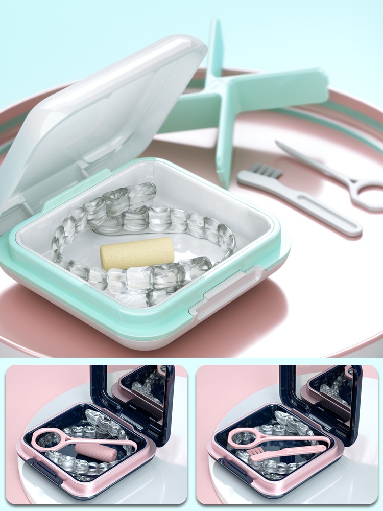 隱形牙套專用收納盒 假牙牙齒矯正器 盒子便攜式隨身放假牙儲存盒