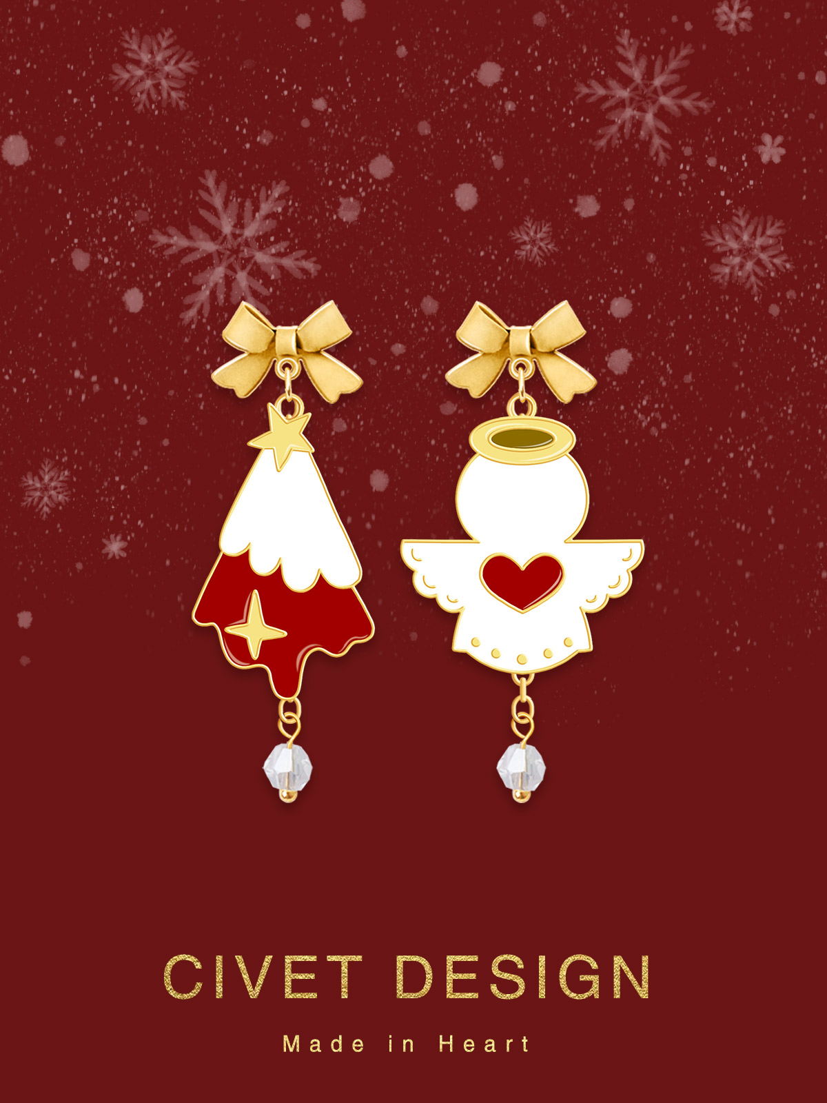 原創設計聖誕節純銀天使耳環點綴您迷人的雙耳