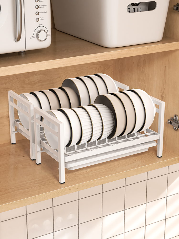 廚房置物架 北歐風格 金屬材質 免打孔單層 抽屜櫥櫃內 碗盤收納架 碗架 瀝水籃