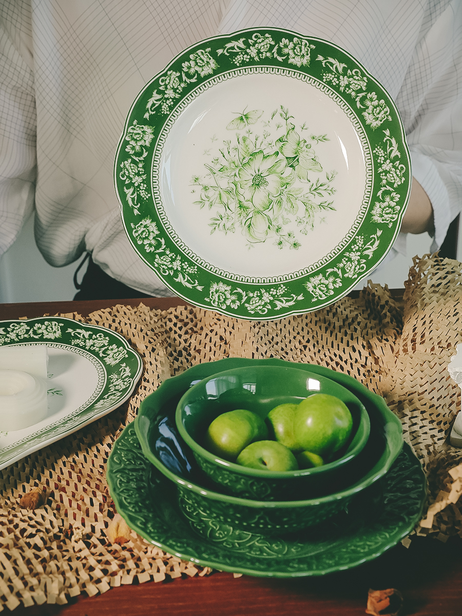 法式陶瓷餐磐套裝高級感時尚菜磐子碗家用2022新款餐具浮雕複古風