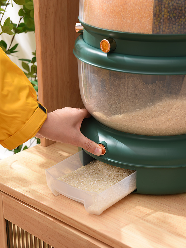 百露旋轉防潮密封容器分格米桶塑料材質5l以上容量適合廚房收納