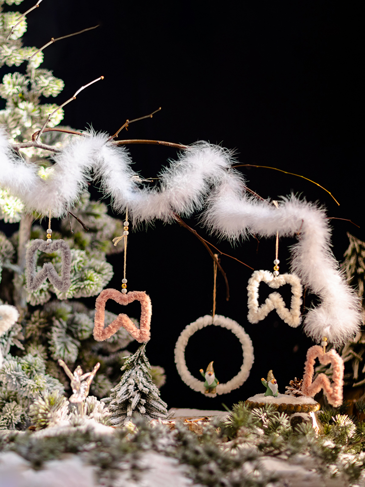掬涵羽毛燈帶裝飾品聖誕樹掛飾鴕鳥毛掛件LED發光節日派對浪漫 (2.8折)