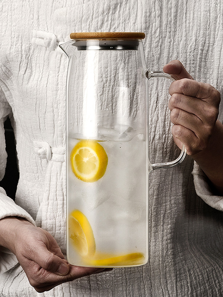 時尚美觀高雅玻璃水壺耐高溫果汁壺可冷藏果汁檸檬杯