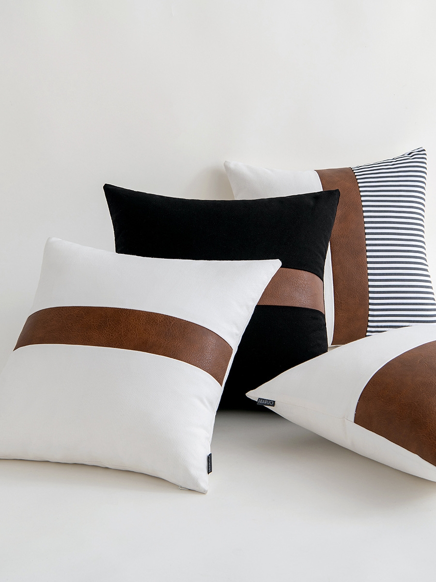 素色抱枕沙發客廳抱枕套加厚方形靠枕純色含芯靠墊靠背枕墊仿棉麻 (8.3折)
