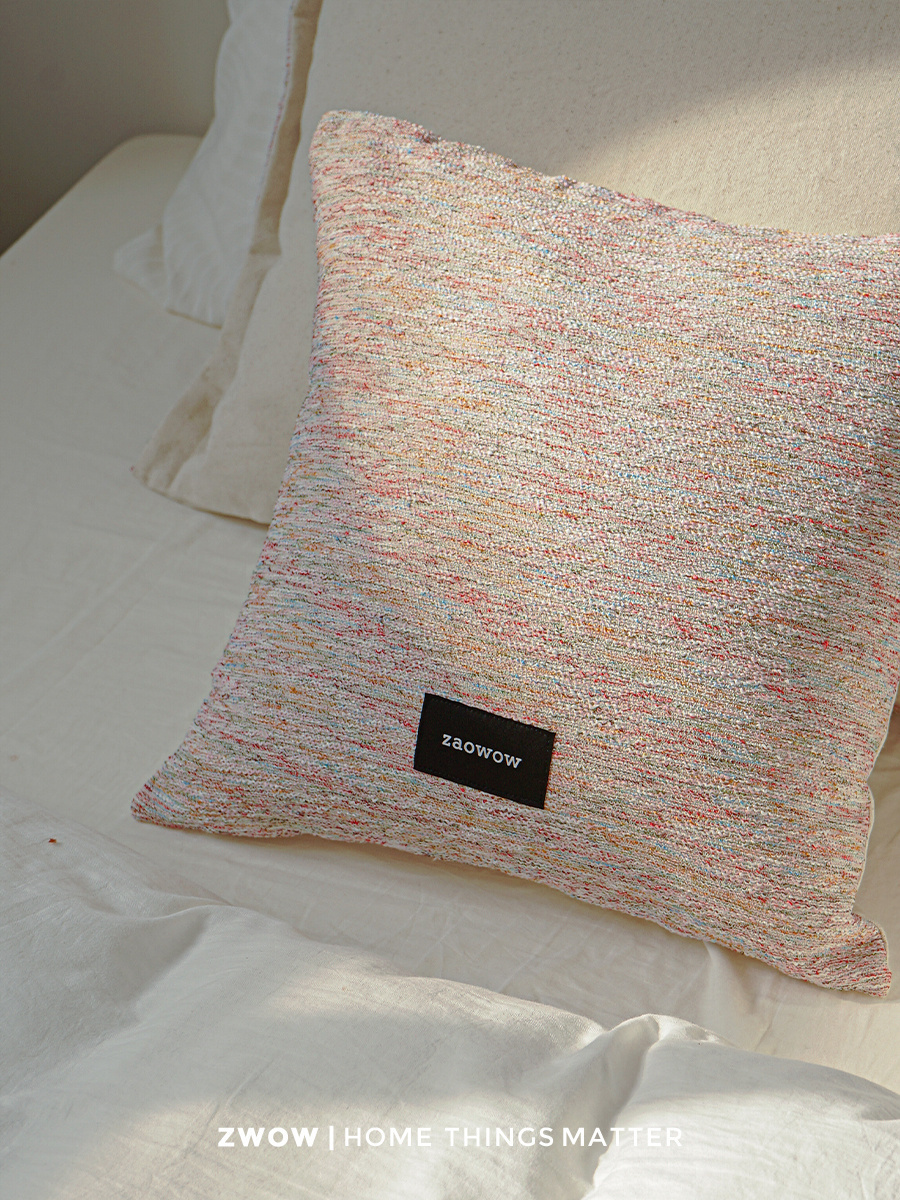 侘寂風輕奢粉色立體編織抱枕 臥室沙發大號靠墊床頭靠枕