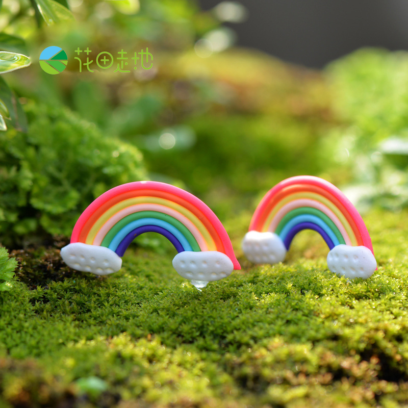 色彩繽紛彩虹軟陶裝飾 微景觀生態瓶裝飾