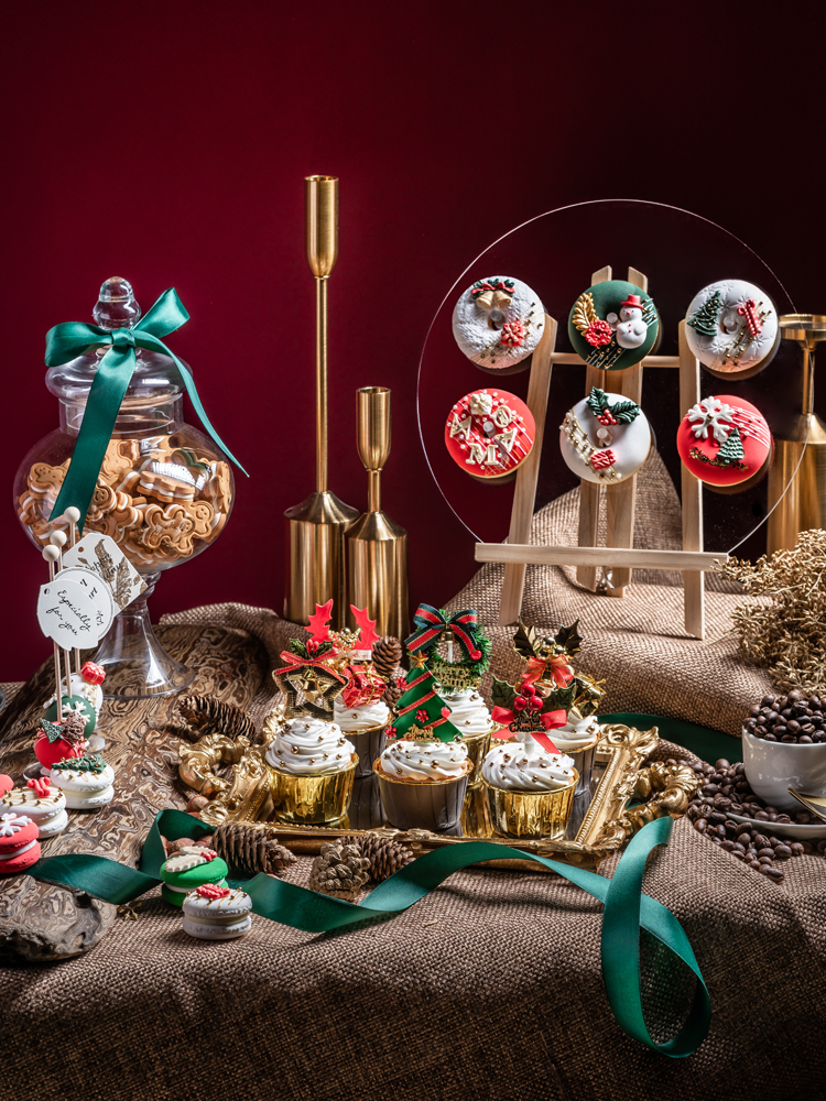 聖誕節裝飾糖果模型蛋糕杯玻璃託盤糖果罐甜點臺佈置道具