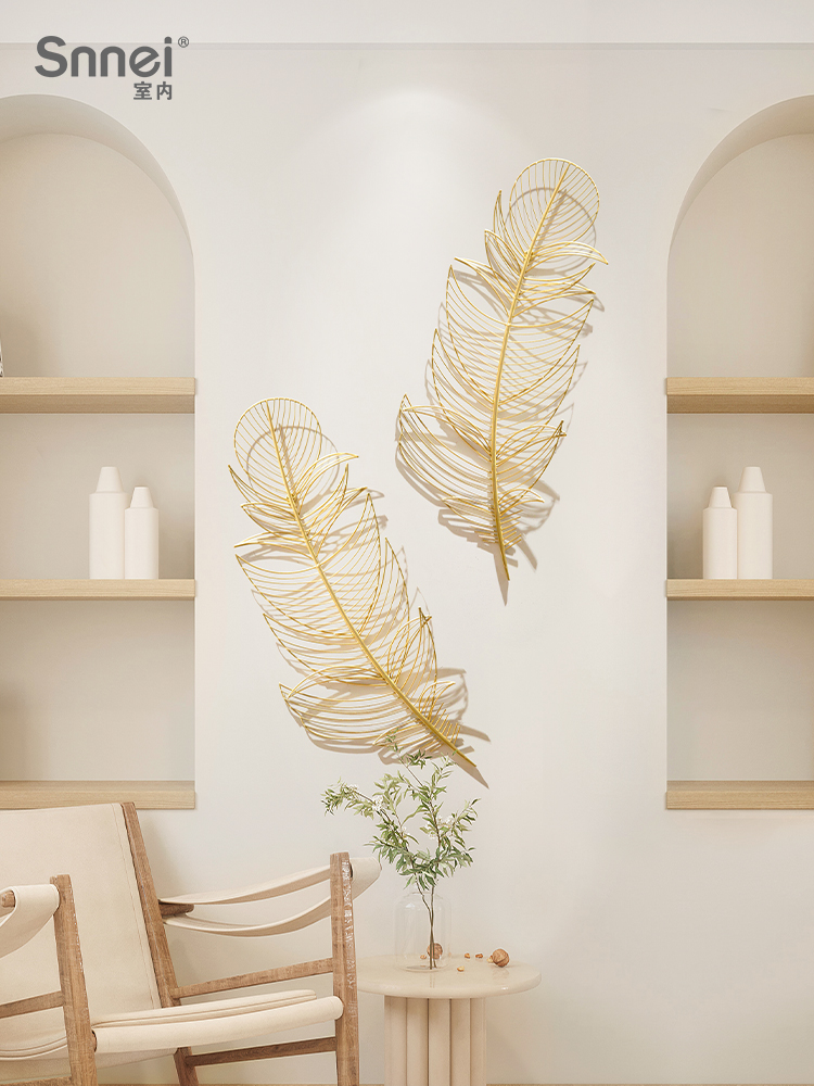 地中海風鐵藝羽毛壁掛 裝飾客廳玄關牆上創意壁飾