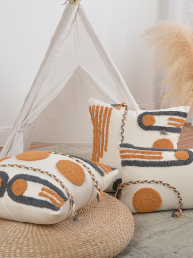 北歐風抱枕簇絨設計波西米亞風床頭沙發客廳方形靠枕