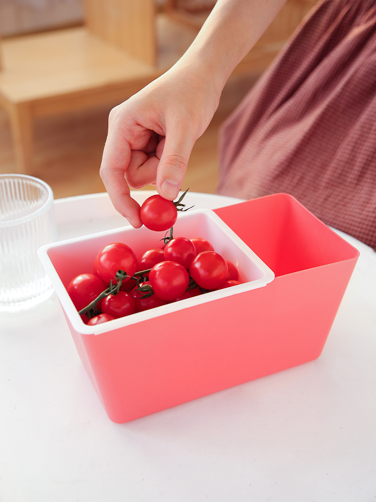 北歐風格雙層瀝水果盤家用客廳放糖果零食收納託盤嗑吃瓜子盒神器