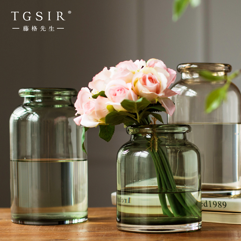 簡約現代玻璃花瓶擺件 清新水培植物插花花器