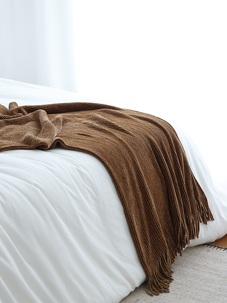 北歐風親膚雪尼爾 純色針織沙發空調毯 (8.3折)