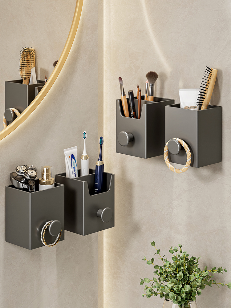 浴室置物架輕奢復古風免打孔壁掛式一層設計太空鋁材質適用浴室