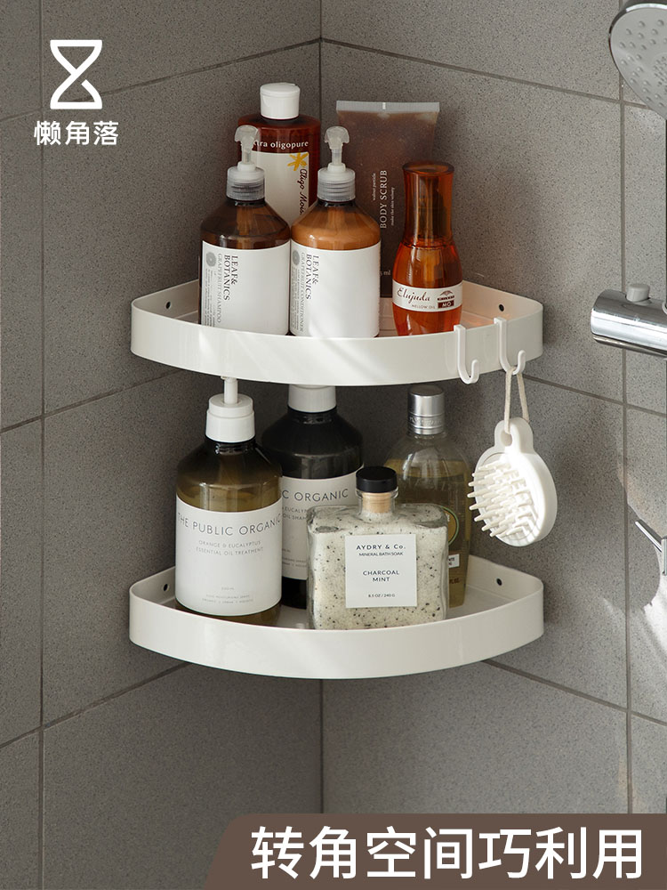 免打孔日式風格不鏽鋼浴室置物架三角置物架單層設計輕鬆收納洗漱用品