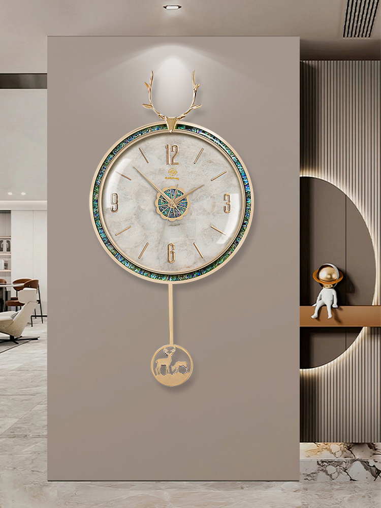 北歐簡約風靜音掛鐘 客廳家用電波時鐘 2023新款掛牆掛錶