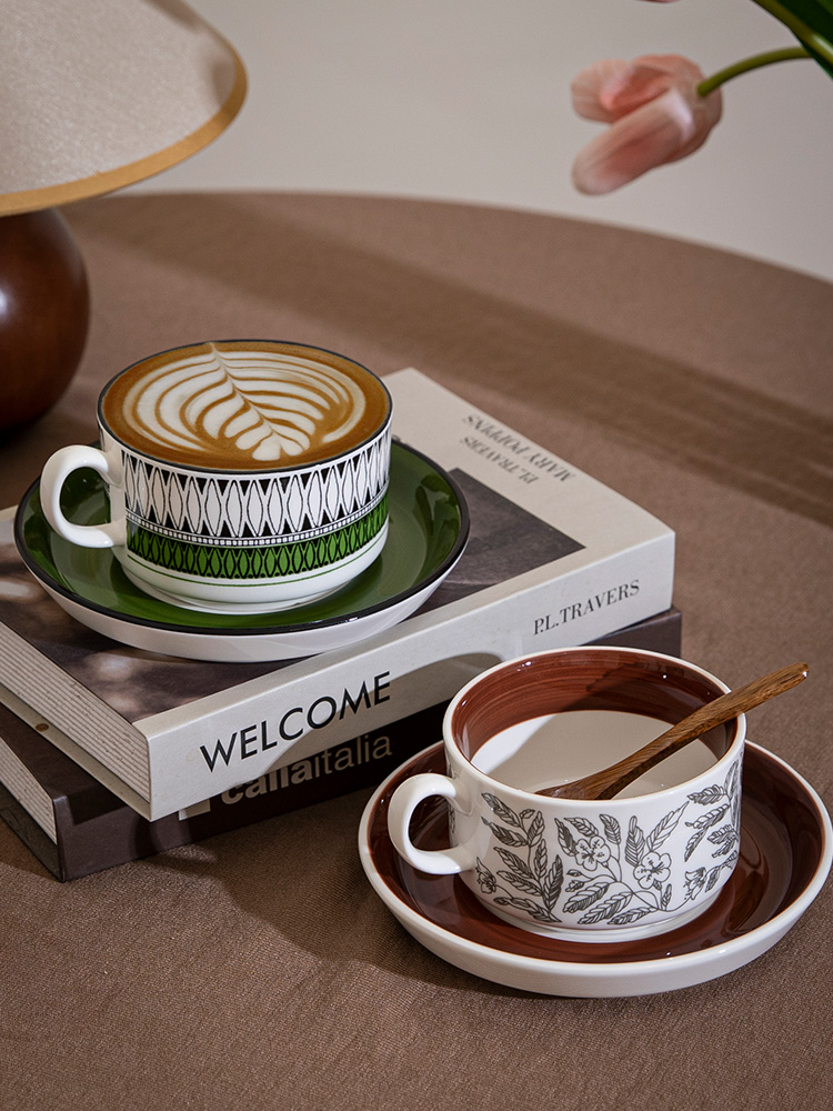 古典法式彩繪陶瓷咖啡杯碟套裝芬蘭小眾網紅復古咖啡杯