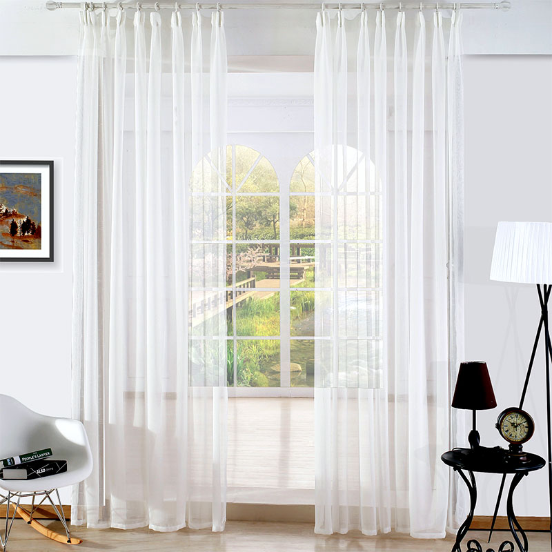 2022新款現代簡約客廳臥室白紗窗簾輕奢純色陽臺紗簾成品半遮光