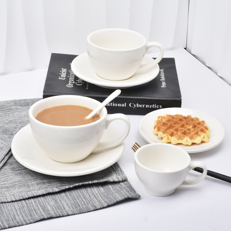 精緻陶瓷拿鐵咖啡杯歐式簡約風格配碟辦公奶茶杯 (6.6折)