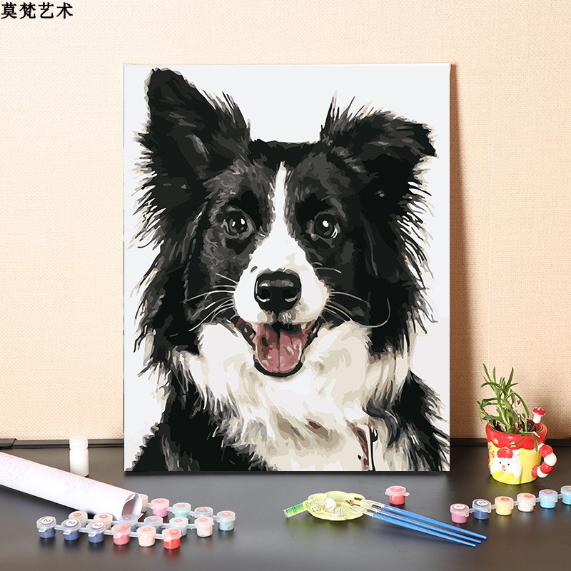 簡約現代風格動物丙烯數字油畫diy填充手工可愛狗狗 (3.5折)