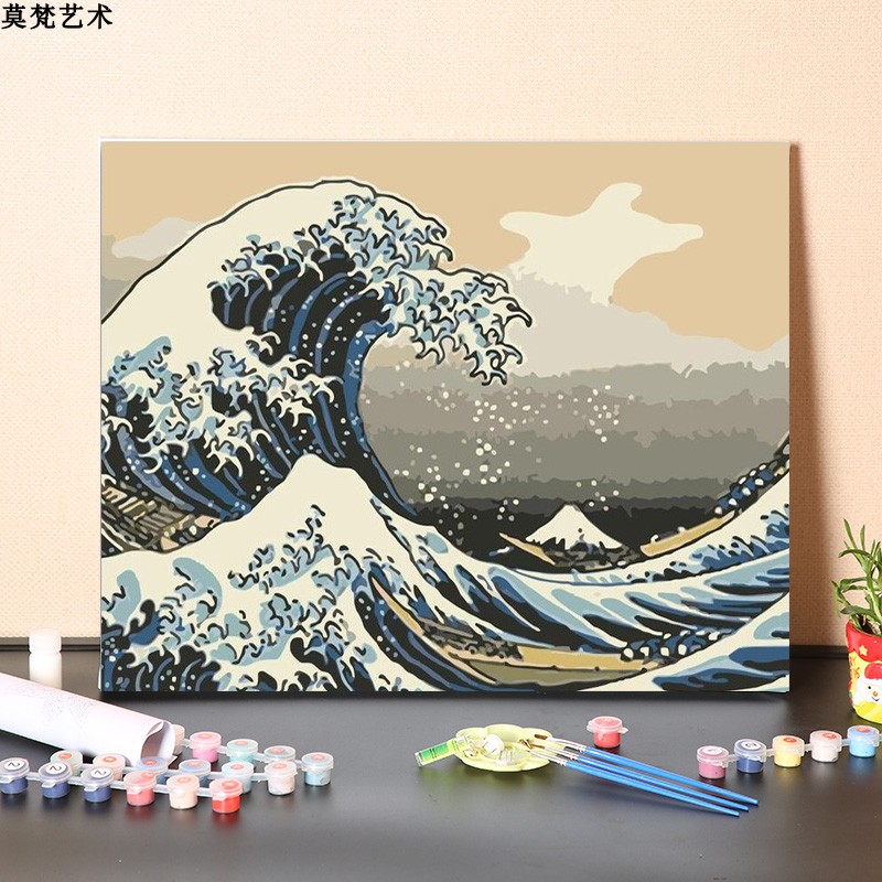 DIY數字油畫海浪浮世繪經典風景填色裝飾點亮藝術人生 (8.3折)