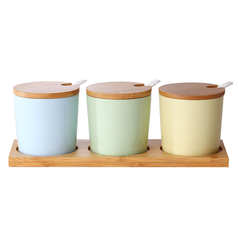 陶瓷材質韓式小清新調味罐套裝 精緻有蓋廚房調味品罐組合
