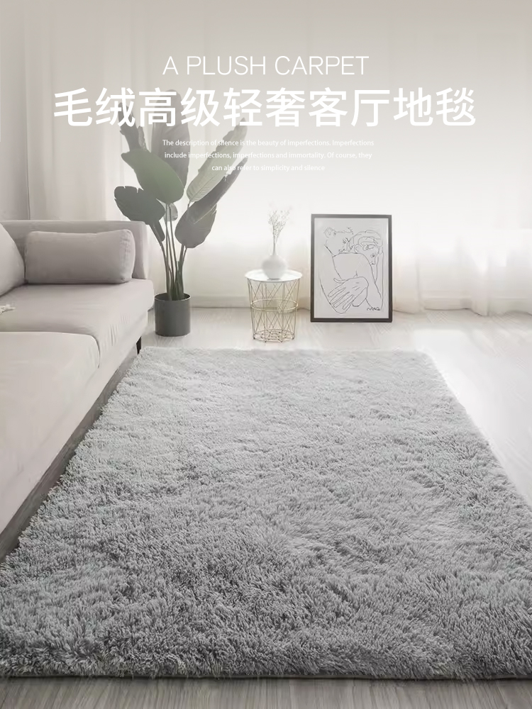 2023最新質感地毯加厚臥室床邊毯高級感長絨地墊