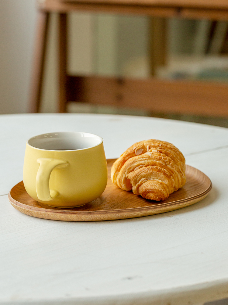 日式陶瓷咖啡杯配木託盤 下午茶杯蛋杯早餐杯拉花杯