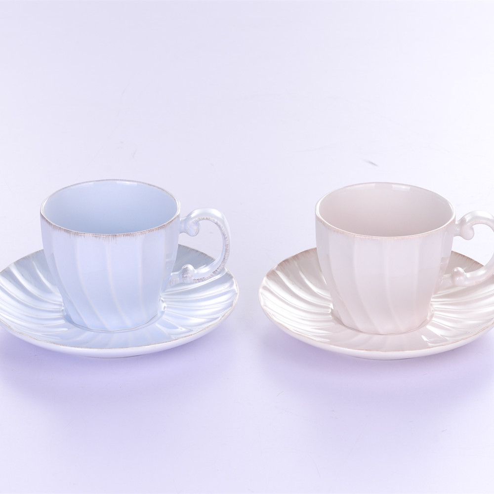 英倫風窯變陶瓷咖啡杯配碟 2個裝 歐式簡約現代風