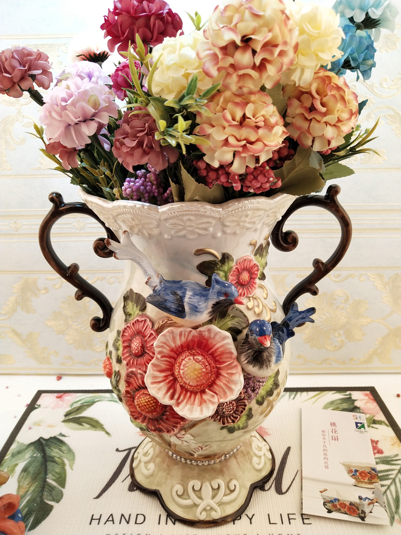 簡約歐式花瓶 手繪陶瓷大花瓶 裝飾客廳臥室花卉盆景 (8.3折)