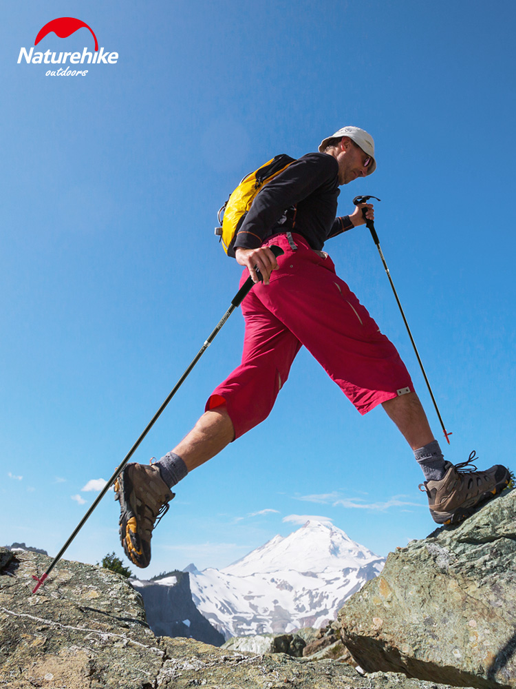 naturehike挪客st08碳纖維四節登山杖折曡碳素手杖登山徒步行山杖