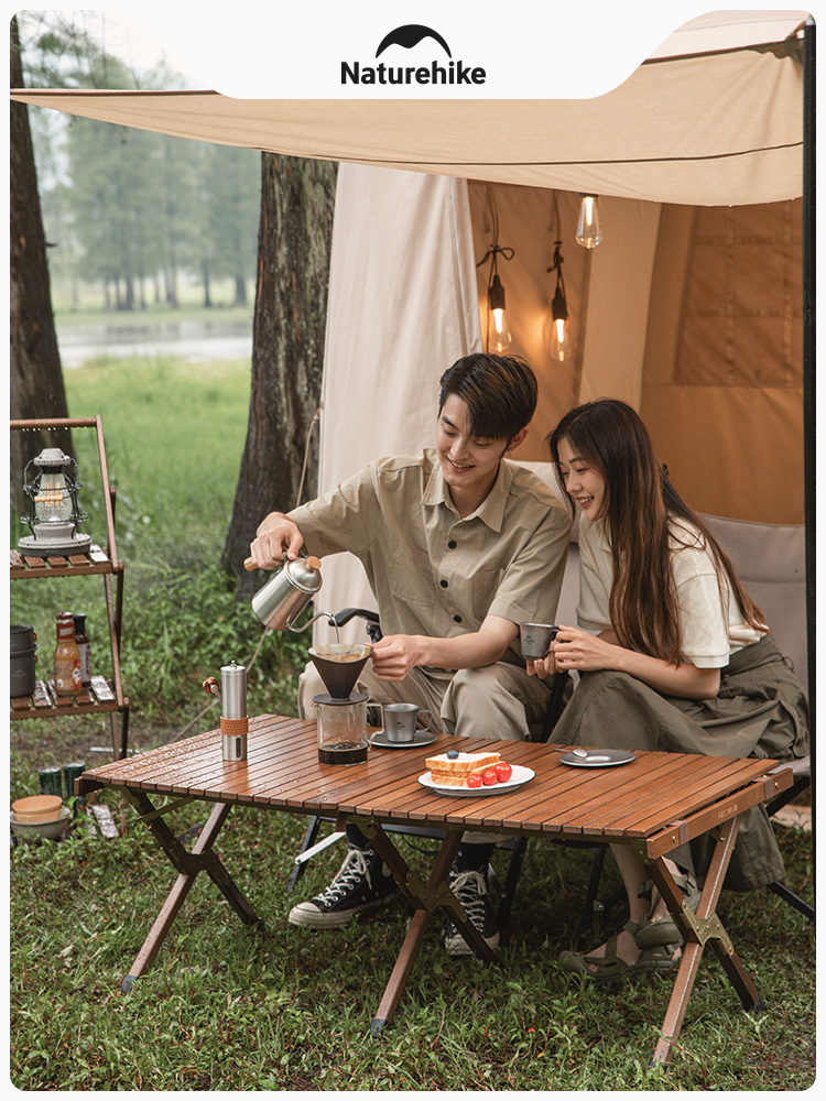 戶外露營必備 精緻露營風蛋卷桌 櫸木實木摺疊桌
